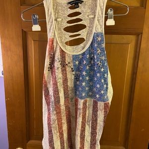 Distressed American Flag Tank Top